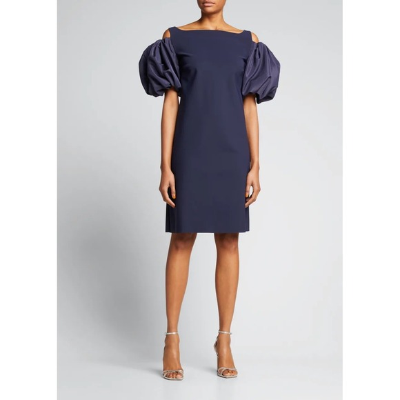 Chiara Boni La Petite Robe Dresses & Skirts - Chiara Boni La Petite Robe Navy Blue Cold Shoulder Puff Sleeve Dress IT 44 US 8